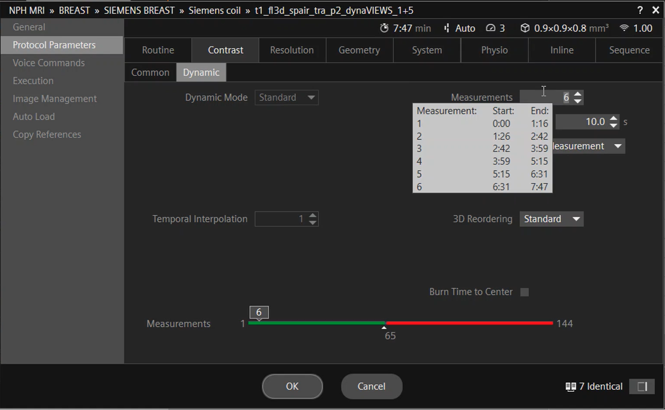 Temporal resolution in MRI and iPAT with an acceleration factor of 3